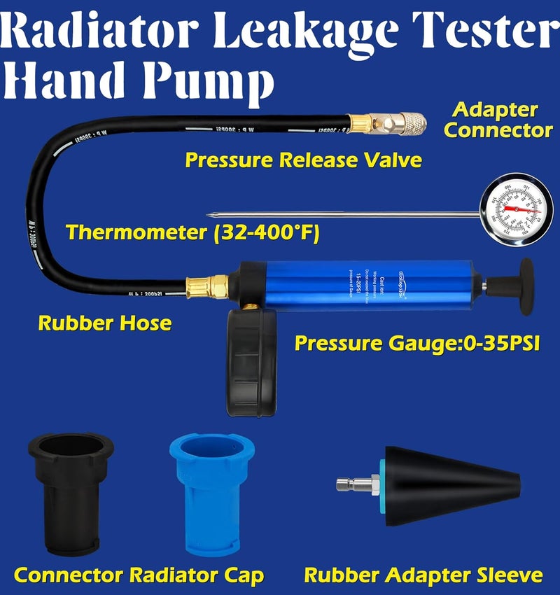 GallopMax Radiator Pressure Tester Kit Coolant Pressure Tester Set with 31 PCS Universal Adapters Automotive Vacuum Type Coolant Refill for Vehicle - Image 4